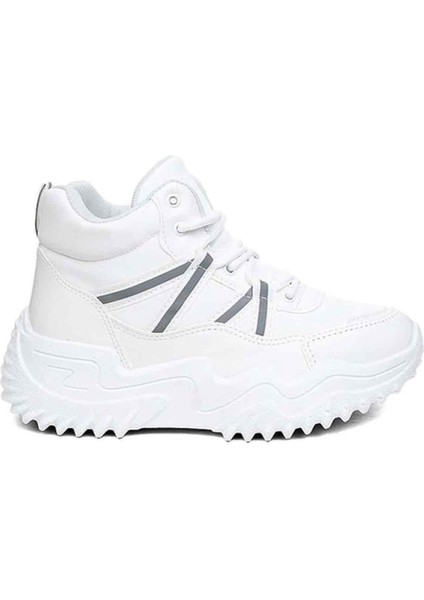 Incim ®| Hill Kadın Beyaz Rahat Konforlu Kalın Yüksek Taban Günlük Yürüme Spor Ayakkabısı ve Sneaker