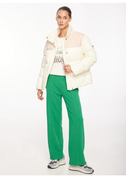 Kırık Beyaz Kadın Dik Yaka Basic Kapitone Mont D3WL-MNT5