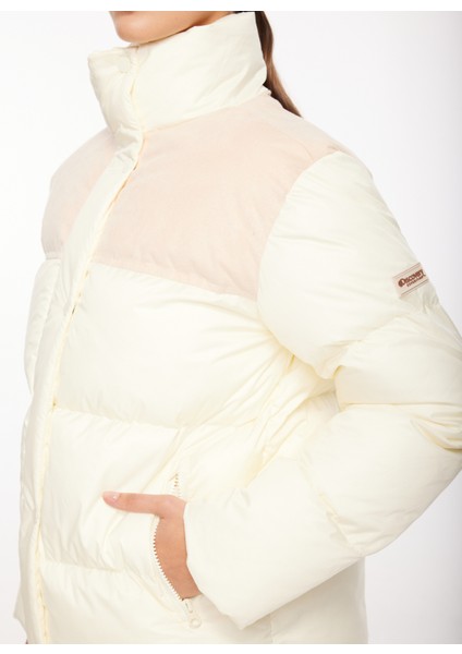 Kırık Beyaz Kadın Dik Yaka Basic Kapitone Mont D3WL-MNT5 modelleri