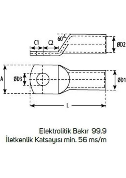 10MM (M6) Standart Kablo Pabucu ( 50 Adet )
