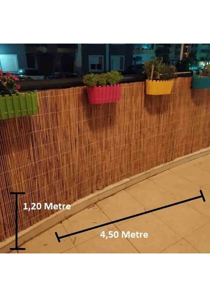 120 Cm x 4.50 Metre Hasır Kamış Balkon Çiti Bahçe Çiti Dekorasyon Gölgelik