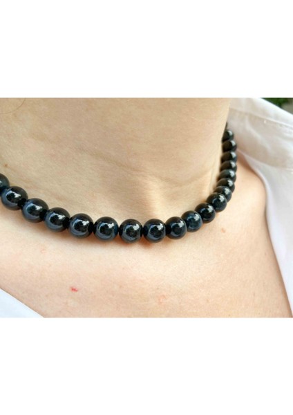 Sertifikalı Siyah Turmalin Taşı Doğaltaş Kolye 8 mm fiyatları