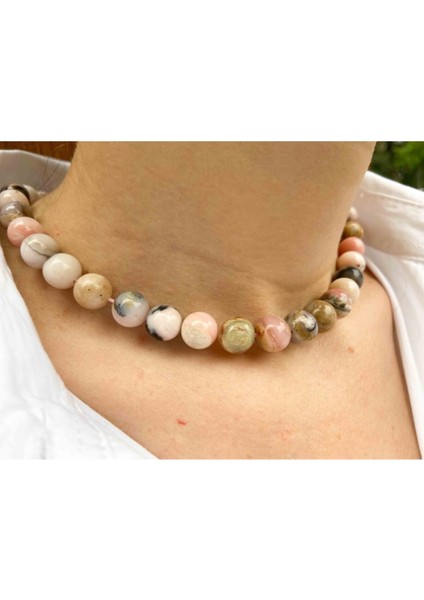 Sertifikalı Pembe Opal Taşı Doğaltaş Kolye 10 mm fiyatları