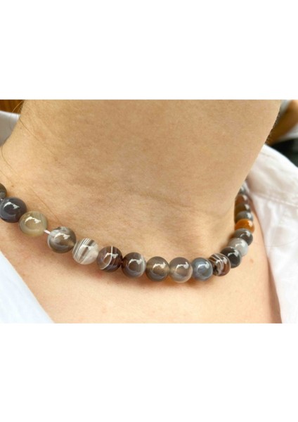 Sertifikalı Bostowanna Akik Taşı Doğaltaş Kolye 8 mm fiyatları