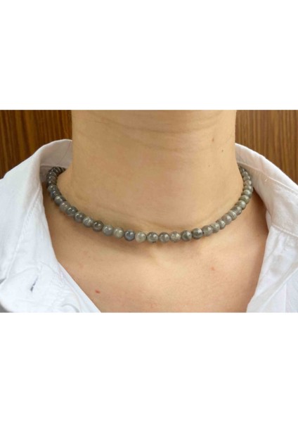 Sertifikalı Labradorit Taşı Doğaltaş Kolye 6 mm
