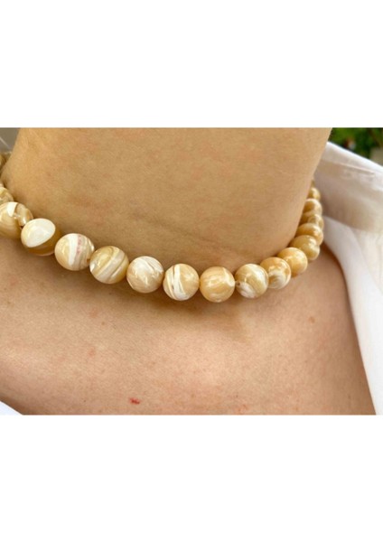 Sedef Taşı Doğaltaş Kolye 10 mm fiyatları