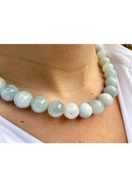 Sertifikalı Akuamarin Taşı Doğaltaş Kolye 12 cm fiyatları