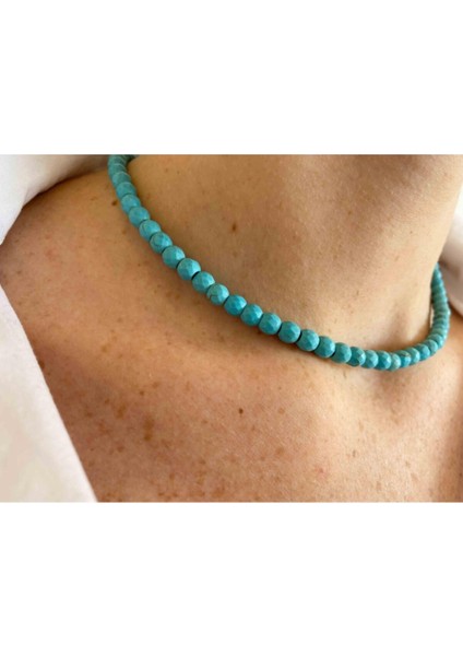 Sertifikalı Turkuaz Taşı Doğaltaş Kolye 6 mm fiyatları