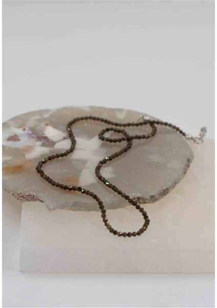 Sertifikalı Dumanlı Kuvars Taşı Ince Doğaltaş Kolye 2mm