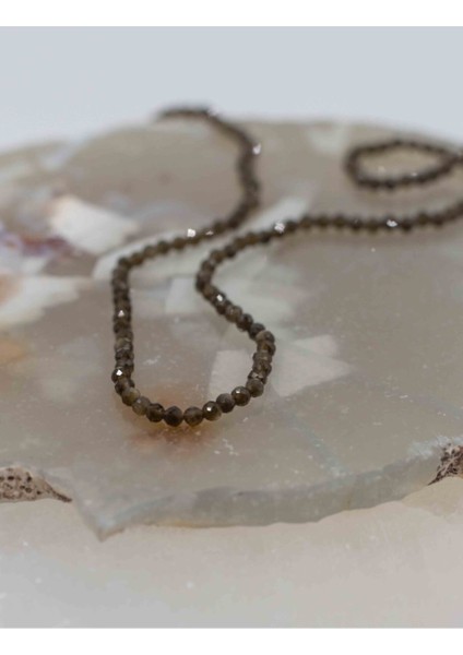 Sertifikalı Dumanlı Kuvars Taşı Ince Doğaltaş Kolye 2mm fiyatları