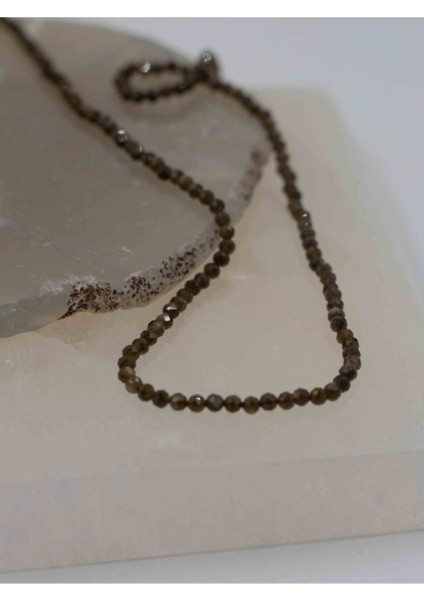 Sertifikalı Dumanlı Kuvars Taşı Ince Doğaltaş Kolye 2mm modelleri