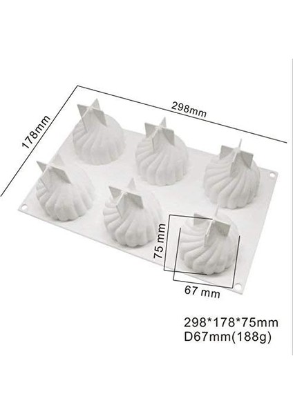 Kek Kalıbı Silikon Formlar 6 Kavite Spiral Kale Şekli Silikon Kalıp Kek Mus Kalıbı (Yurt Dışından)