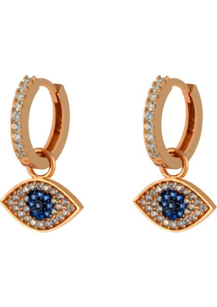 925 Ayar Gümüş Göz Tasarım Zirkon Taşlı Küpe