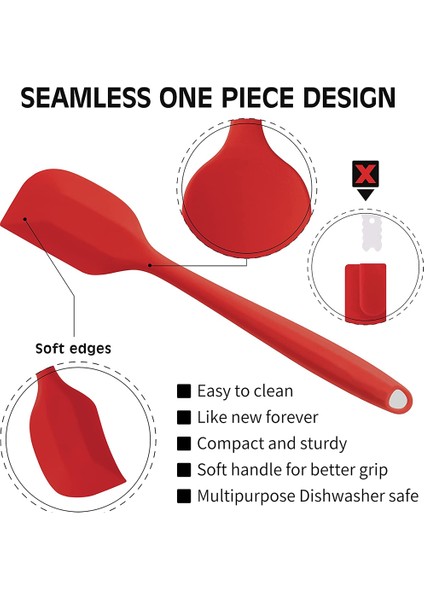 Isıya Dalı Silikon Spatula, Yapışmaz Ergonomik Pişirme Pişirme Karıştırma Kauçuk Spatula Mutfak Gereçleri (Yurt Dışından)