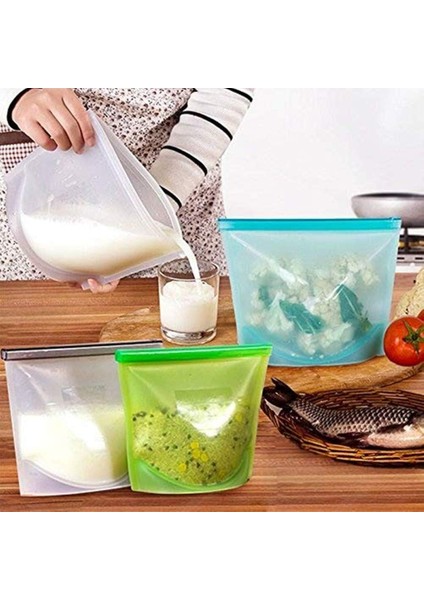 Silikon Gıda Torbaları Yeniden Kullanılabilir, Meyve Sebze Et Için Silikon Gıda Saklama Torbaları, Yiyecek Torbaları Çok Yönlü Koruma Çantası (Yurt Dışından)