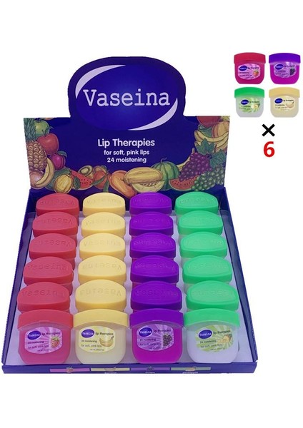 24 Adet 1 Kutuda Vaseina Dudak Terapisi % 100% Saf Vazelin Dudak Balsamı Uzun Ömürlü Nemlendirici Yumuşak ve Pürüzsüz Dudak Bakımı 6 OZ/168G (Yurt Dışından)