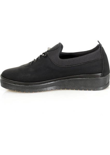 Siyah Nubuk Lastik Bağcıklı Sade Günlük Anne Ayakkabısı fırsatları