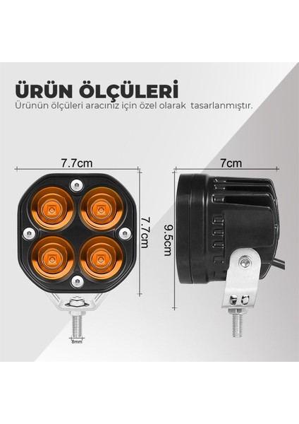 40W Baja Style 8 cm Ultra Parlak LED Projektor Off Road (Turuncu ve Sarı Seçenekleri Ile)