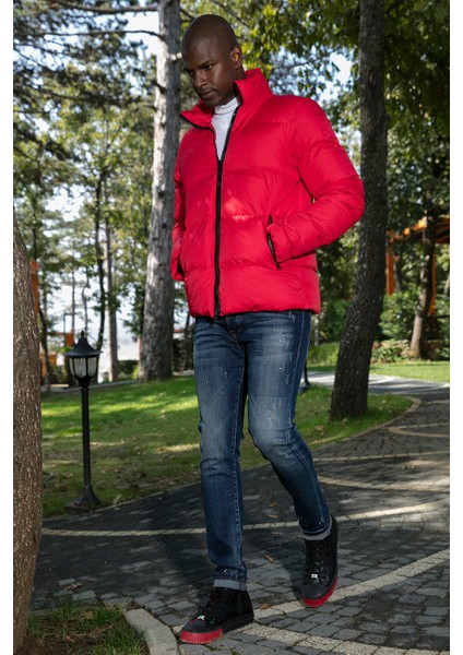 Dik Yaka Fermuarlı Suya ve Rüzgara Karşı Dayanıklı Slim Fit Şişme Mont Erkek Mont 649004 fiyatları