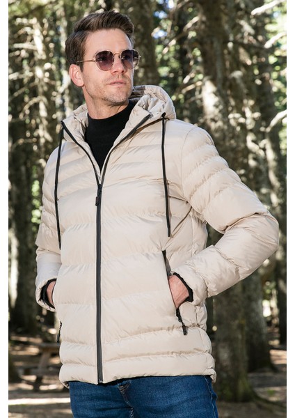 Su Itici Slim Fit Soğuğa ve Rüzgara Dayanıklı Kapüşonlu Şişme Mont Erkek Mont 649005 fiyatları