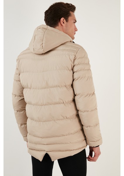 Su Itici Slim Fit Soğuğa ve Rüzgara Dayanıklı Kapüşonlu Şişme Mont Erkek Mont 649005