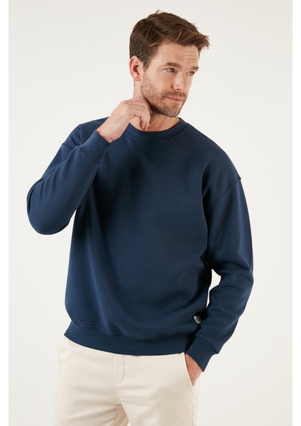 Regular Fit Bisiklet Yaka Pamuklu Içi Tüylü Yumuşak Şardonlu Sweat Erkek Sweat 5905255