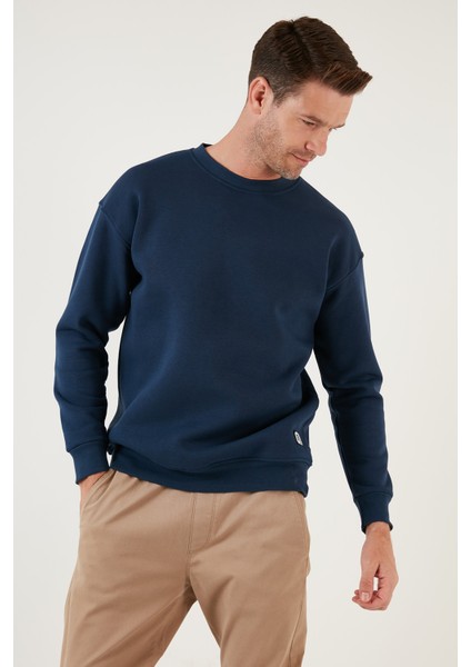 Regular Fit Bisiklet Yaka Pamuklu Içi Tüylü Yumuşak Şardonlu Sweat Erkek Sweat 5905255