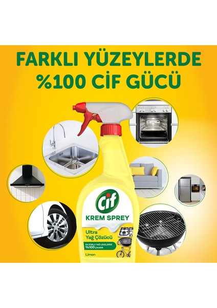 Krem Sprey Ultra Yağ Çözücü Yüzey Temizleyici Limon 750 ml