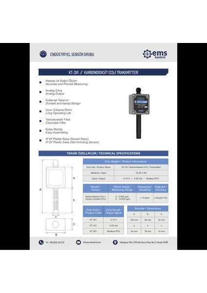 - Karbondioksit Transmitteri fiyatları