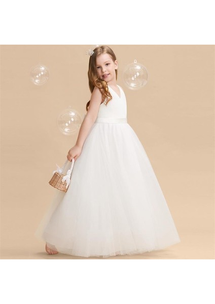 Loire Çapraz Model Tül Detaylı - Kız Çocuk Abiye - Uzun Etekli Kız Çocuk Elbisesi fırsatları