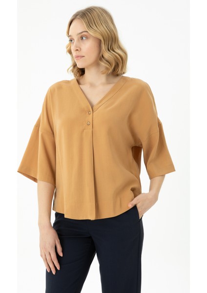 Kadın Camel Kısa Kollu Gömlek 50263178-VR015 modelleri