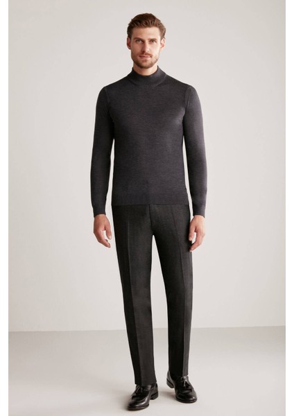 Yarım Balıkçı Yaka Merino Yün Antrasit Triko fiyatları