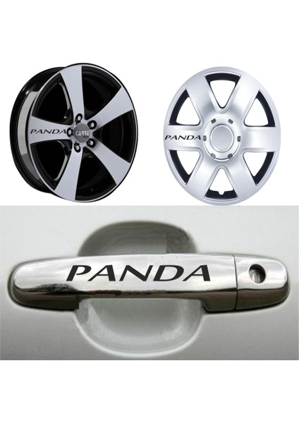 Panda Kapı Kolu Jant Sticker (10 Adet) Etiket Yapıştırma Z134