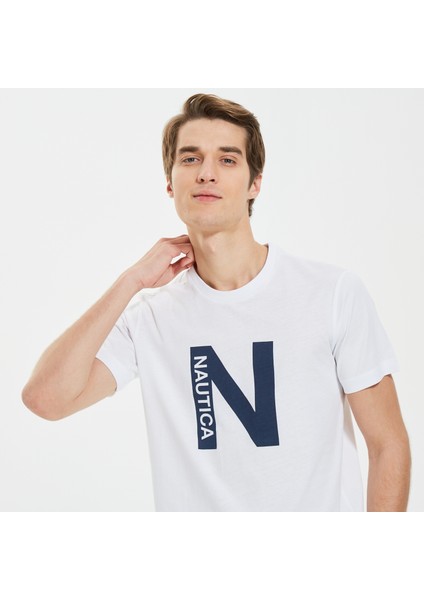 Nautıca Erkek Beyaz Standart Fıt T-Shırt VE37302T.1BW fırsatları