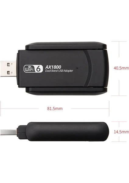 USB Wifi 6 Adaptörü AX1800 Mbps Kablosuz USB Ağ Kartı USB Dongle Dual Band AX1800 Wifi 6 Reseptör