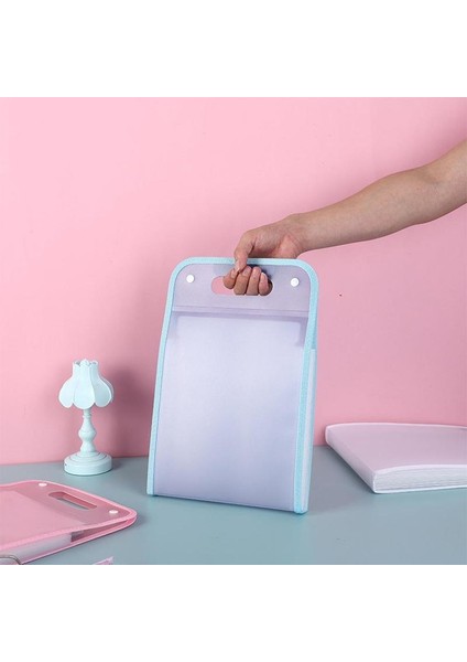 Pembe 12 Izgaralar Taşınabilir A4 Dosya Klasörü Belge Çantası Büyük Kapasiteli Şeffaf Pp Dikey Organ Kutusu Ofis Kağıdı Saklama Organize Çanta (Yurt Dışından)