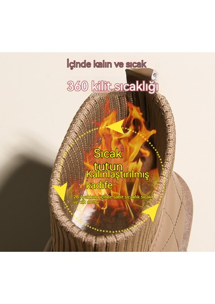 Kadın Kış Kalın Tabanlı Artı Kadife Sıcak Pamuklu Ayakkabılar Streç Kısa Çorap Botları (Yurt Dışından) fiyatları