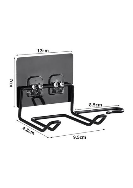 Buffer® Fön Makine Askısı Siyah Yapışkanlı Fön Makine Tutucu