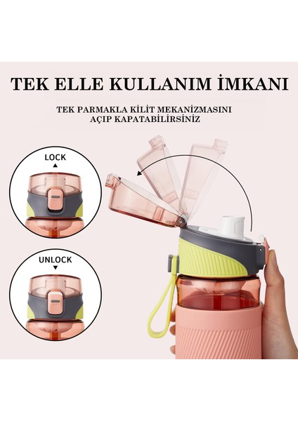 Tkk 550ML Pipetsiz Taşıma Askılı Süzgeçli Kilitlenebilir Kapak Su Matarası