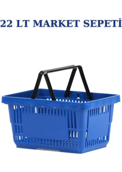 5 Adet 22 Litre Market Sepeti, Alışveriş Sepeti, Saplı Market Sepeti