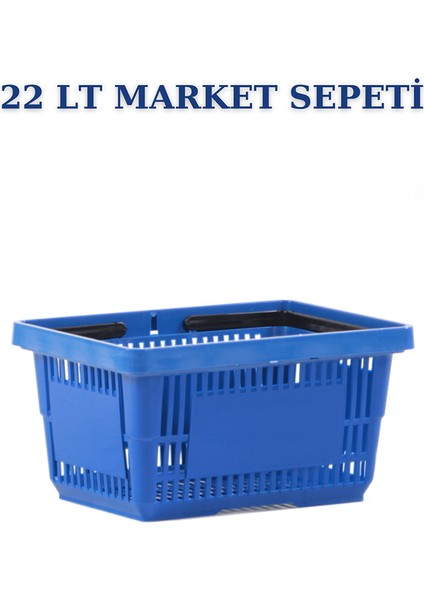 5 Adet 22 Litre Market Sepeti, Alışveriş Sepeti, Saplı Market Sepeti