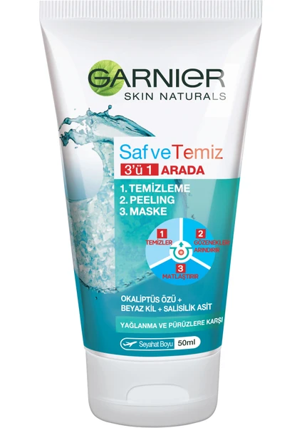 Mini Saf & Temiz 3ü 1 Arada ( Temizleme + Peeling + Maske ) 50 ml