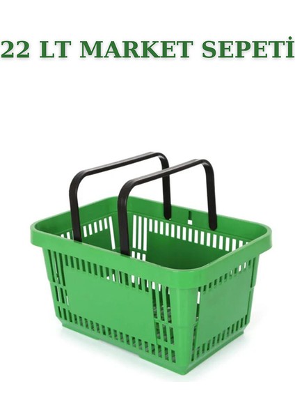 1 Adet 22 Litre Market Sepeti, Alışveriş Sepeti, Saplı Market Sepeti