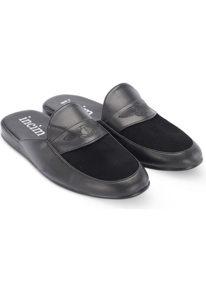 Incim ®| Boss Erkek Siyah Lüks Rahat Hafif Konforlu Misafir Ev Bohça Çeyiz ve Damat Terliği 112