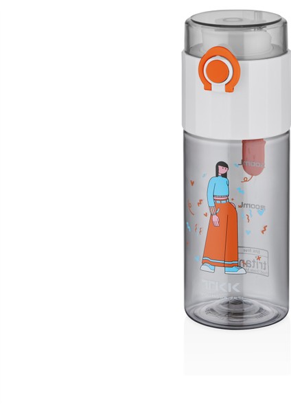 Tkk 500ML Rahat Içim Kilitli Kapaklı Desenli Pipetsiz Süzgeçli Tritan Matara