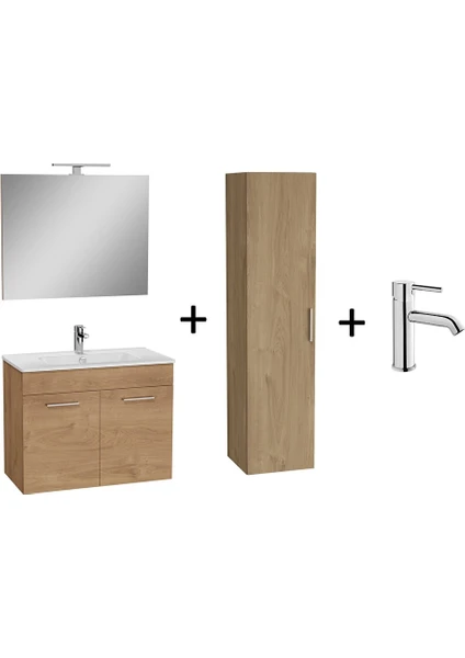 Vitra Banyo Mobilyası Seti, Altın Meşe, 80CM, Kapaklı