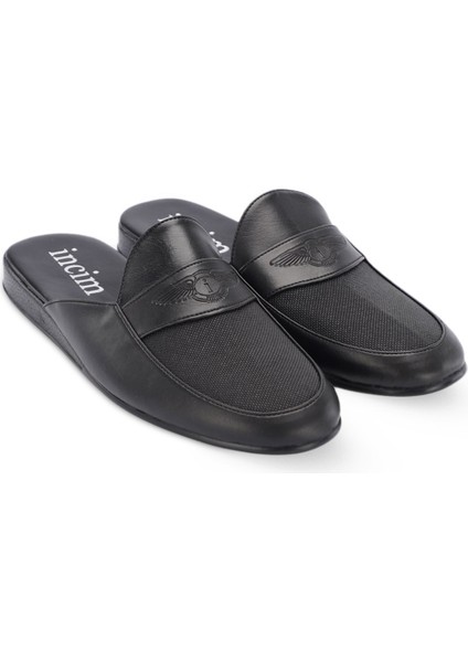 Incim ®| Dark Erkek Siyah Lüks Rahat Hafif Konforlu Misafir Ev Bohça Çeyiz ve Damat Terliği 113