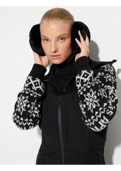 Örgü Kazak Yarım Fermuarlı Geniş Yaka Desenli fiyatları