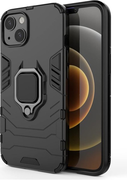 Iphone 15 Batman Serisi Yüzük Standlı Armor Kılıf - Siyah AL3349