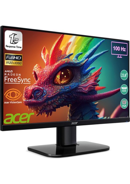 KB242YH 23,8" 100Hz 1ms (Hdmı + Vga) Freesync Zeroframe Full Hd Va Monitör UM.QK2EE.H01